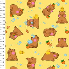 Sintético Doll Capivara no Banho Fundo Amarelo - Meia Tigela 50cm x 1,36mt Sintético Doll Capivara no Banho Fundo Amarelo - Meia Tigela 50cm x 1,36mt