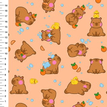 Sintético Doll Capivara no Banho Fundo Salmão - Meia Tigela 50cm x 1,36mt Sintético Doll Capivara no Banho Fundo Salmão - Meia Tigela 50cm x 1,36mt