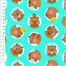 Sintético Doll Capivara Patinho Bola Fundo Tiffany -Meia Tigela 50cm x 1,36mt