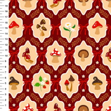 Sintético Doll Cogumelos Laço Fundo Vinho - Meia Tigela 50cm x 1,36mt