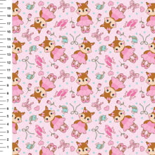Sintético Doll Corça Bailarina Fundo Rosa - Meia Tigela 50cm x 1,36mt