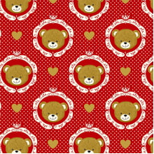 Sintético Doll Estampado - Ursinho Coração Vermelho
