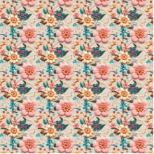 Sintético Doll Flores Bordadas 50cm x 1,36mt