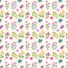 Sintético Doll Flores Primavera Aquarela 50cm x 1,36mt