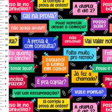 Sintético Doll Frases de Escola Fundo Preto - Meia Tigela 50cm x 1,36mt