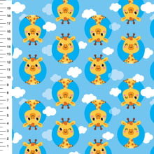 Sintético Doll Girafinhas Nuvens Fundo Azul - Meia Tigela 50cm x 1,36mt Sintético Doll Girafinhas Nuvens Fundo Azul - Meia Tigela 50cm x 1,36mt