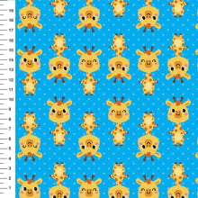 Sintético Doll Girafinhas Poá Fundo Azul - Meia Tigela 50cm x 1,36mt