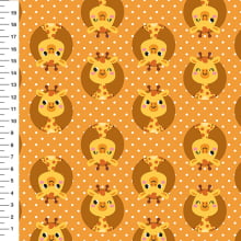 Sintético Doll Girafinhas Poá Fundo Laranja - Meia Tigela 50cm x 1,36mt
