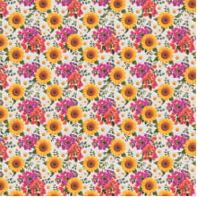 Sintético Doll Girassóis e Flores Coloridas 50cm x 1,36mt