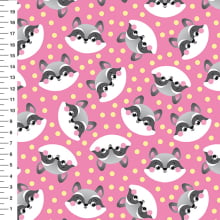 Sintético Doll Guaxinim Poá Fundo Rosa - Meia Tigela 50cm x 1,36mt Sintético Doll Guaxinim Poá Fundo Rosa - Meia Tigela 50cm x 1,36mt
