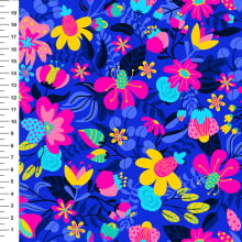 Sintético Doll Jardim Tropical Fundo Azul - Meia Tigela 50cm x 1,36mt Sintético Doll Jardim Tropical Fundo Azul - Meia Tigela 50cm x 1,36mt