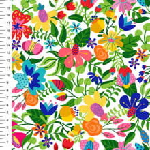 Sintético Doll Jardim Tropical Fundo Branco - Meia Tigela 50cm x 1,36mt Sintético Doll Jardim Tropical Fundo Branco - Meia Tigela 50cm x 1,36mt