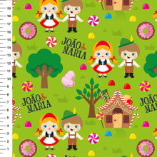 Sintético Doll João e Maria Fundo Verde Limão - Meia Tigela 50cm x 1,36mt Sintético Doll João e Maria Fundo Verde Limão - Meia Tigela 50cm x 1,36mt