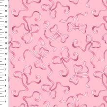 Sintético Doll Laços de Fita Fundo Rosa - Meia Tigela 50cm x 1,36mt Sintético Doll Laços de Fita Fundo Rosa - Meia Tigela 50cm x 1,36mt