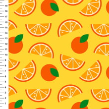 Sintético Doll Laranjas Fundo Amarelo - Meia Tigela 50cm x 1,36mt Sintético Doll Laranjas Fundo Amarelo - Meia Tigela 50cm x 1,36mt