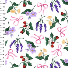 Sintético Doll Lavanda e Laços Fundo Branco - Meia Tigela 50cm x 1,36mt Sintético Doll Lavanda e Laços Fundo Branco - Meia Tigela 50cm x 1,36mt