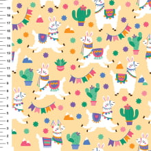 Sintético Doll Lhamas Bandeirinhas Fundo Amarelo - Meia Tigela 50cm x 1,36mt Sintético Doll Lhamas Bandeirinhas Fundo Amarelo - Meia Tigela 50cm x 1,36mt
