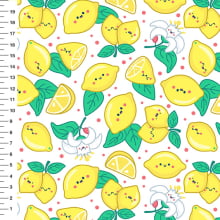 Sintético Doll Limões Kawaii Fundo Branco - Meia Tigela 50cm x 1,36mt Sintético Doll Limões Kawaii Fundo Branco - Meia Tigela 50cm x 1,36mt