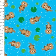 Sintético Doll Lontras Fundo Azul - Meia Tigela 50cm x 1,36mt Sintético Doll Lontras Fundo Azul - Meia Tigela 50cm x 1,36mt