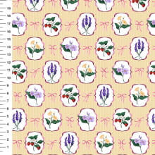 Sintético Doll Medalhão Floral Laço Fundo Amarelo - Meia Tigela 50cm x 1,36mt Sintético Doll Medalhão Floral Laço Fundo Amarelo - Meia Tigela 50cm x 1,36mt