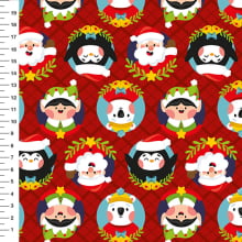 Sintético Doll Natal Guirlandas Fundo Vermelho - Meia Tigela 50cm x 1,36mt Sintético Doll Natal Guirlandas Fundo Vermelho - Meia Tigela 50cm x 1,36mt