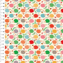 Sintético Doll Ouriços Coloridos Fundo Creme - Meia Tigela 50cm x 1,36mt Sintético Doll Ouriços Coloridos Fundo Creme - Meia Tigela 50cm x 1,36mt