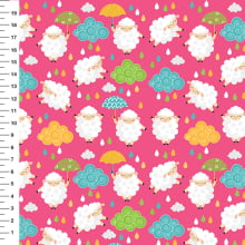 Sintético Doll Ovelhinhas Guarda-Chuva Fundo Pink - Meia Tigela 50cm x 1,36mt Sintético Doll Ovelhinhas Guarda-Chuva Fundo Pink - Meia Tigela 50cm x 1,36mt