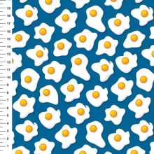 Sintético Doll Ovos Fritos Fundo Azul - Meia Tigela 50cm x 1,36mt Sintético Doll Ovos Fritos Fundo Azul - Meia Tigela 50cm x 1,36mt