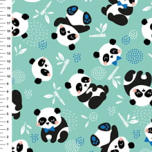 Sintético Doll Pandas Corpo Inteiro Azul Fundo Verde Menta - Meia Tigela 50cm x 1,36mt Sintético Doll Pandas Corpo Inteiro Azul Fundo Verde Menta - Meia Tigela 50cm x 1,36mt