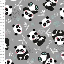 Sintético Doll Pandas Corpo Inteiro Fundo Cinza - Meia Tigela 50cm x 1,36mt Sintético Doll Pandas Corpo Inteiro Fundo Cinza - Meia Tigela 50cm x 1,36mt