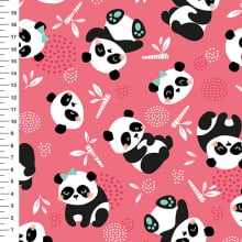Sintético Doll Pandas Corpo Inteiro Fundo Coral - Meia Tigela 50cm x 1,36mt Sintético Doll Pandas Corpo Inteiro Fundo Coral - Meia Tigela 50cm x 1,36mt