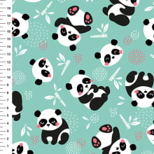 Sintético Doll Pandas Corpo Inteiro Rosa Fundo Verde Menta - Meia Tigela 50cm x 1,36mt Sintético Doll Pandas Corpo Inteiro Rosa Fundo Verde Menta - Meia Tigela 50cm x 1,36mt