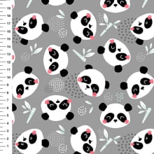 Sintético Doll Pandas Rosto Rosa Fundo Cinza - Meia Tigela 50cm x 1,36mt Sintético Doll Pandas Rosto Rosa Fundo Cinza - Meia Tigela 50cm x 1,36mt