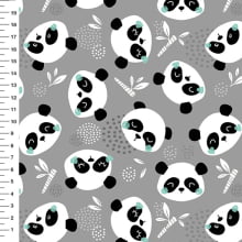 Sintético Doll Pandas Rosto Verde Fundo Cinza - Meia Tigela 50cm x 1,36mt Sintético Doll Pandas Rosto Verde Fundo Cinza - Meia Tigela 50cm x 1,36mt