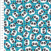 Sintético Doll Pandas Rosto Xadrez Azul e Verde - Meia Tigela 50cm x 1,36mt Sintético Doll Pandas Rosto Xadrez Azul e Verde - Meia Tigela 50cm x 1,36mt