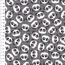Sintético Doll Pandas Rosto Xadrez Cinza - Meia Tigela 50cm x 1,36mt Sintético Doll Pandas Rosto Xadrez Cinza - Meia Tigela 50cm x 1,36mt