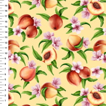 Sintético Doll Pêssegos Fundo Amarelo - Meia Tigela 50cm x 1,36mt Sintético Doll Pêssegos Fundo Amarelo - Meia Tigela 50cm x 1,36mt