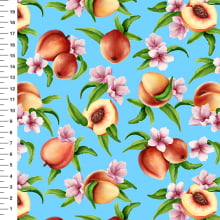 Sintético Doll Pêssegos Fundo Azul Claro - Meia Tigela 50cm x 1,36mt Sintético Doll Pêssegos Fundo Azul Claro - Meia Tigela 50cm x 1,36mt