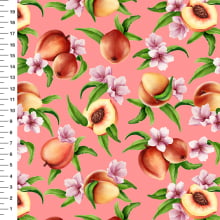 Sintético Doll Pêssegos Fundo Coral - Meia Tigela 50cm x 1,36mt Sintético Doll Pêssegos Fundo Coral - Meia Tigela 50cm x 1,36mt