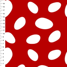 Sintético Doll Poá Grande Branco Fundo Vermelho - Meia Tigela 50cm x 1,36mt Sintético Doll Poá Grande Branco Fundo Vermelho - Meia Tigela 50cm x 1,36mt