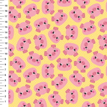 Sintético Doll Porquinhos Poá Fundo Amarelo - Meia Tigela 50cm x 1,36mt Sintético Doll Porquinhos Poá Fundo Amarelo - Meia Tigela 50cm x 1,36mt