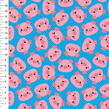 Sintético Doll Porquinhos Poá Fundo Azul - Meia Tigela 50cm x 1,36mt Sintético Doll Porquinhos Poá Fundo Azul - Meia Tigela 50cm x 1,36mt