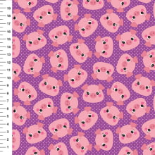 Sintético Doll Porquinhos Poá Fundo Roxo - Meia Tigela 50cm x 1,36mt Sintético Doll Porquinhos Poá Fundo Roxo - Meia Tigela 50cm x 1,36mt