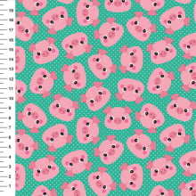 Sintético Doll Porquinhos Poá Fundo Verde Água - Meia Tigela 50cm x 1,36mt Sintético Doll Porquinhos Poá Fundo Verde Água - Meia Tigela 50cm x 1,36mt