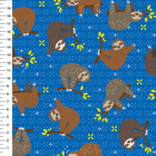Sintético Doll Preguiças no Galho Fundo Azul - Meia Tigela 50cm x 1,36mt Sintético Doll Preguiças no Galho Fundo Azul - Meia Tigela 50cm x 1,36mt