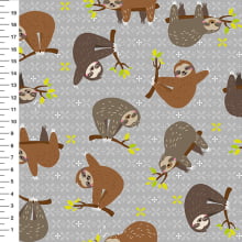Sintético Doll Preguiças no Galho Fundo Cinza - Meia Tigela 50cm x 1,36mt Sintético Doll Preguiças no Galho Fundo Cinza - Meia Tigela 50cm x 1,36mt