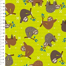 Sintético Doll Preguiças no Galho Fundo Verde Limão - Meia Tigela 50cm x 1,36mt Sintético Doll Preguiças no Galho Fundo Verde Limão - Meia Tigela 50cm x 1,36mt