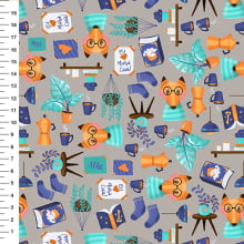 Sintético Doll Raposa Cozy Fundo Cinza - Meia Tigela 50cm x 1,36mt Sintético Doll Raposa Cozy Fundo Cinza - Meia Tigela 50cm x 1,36mt
