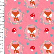 Sintético Doll Raposa Guirlanda Fundo Rosa - Meia Tigela 50cm x 1,36mt Sintético Doll Raposa Guirlanda Fundo Rosa - Meia Tigela 50cm x 1,36mt