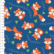 Sintético Doll Raposinhas Bandeirinhas Fundo Azul Marinho - Meia Tigela 50cm x 1,36mt Sintético Doll Raposinhas Bandeirinhas Fundo Azul Marinho - Meia Tigela 50cm x 1,36mt